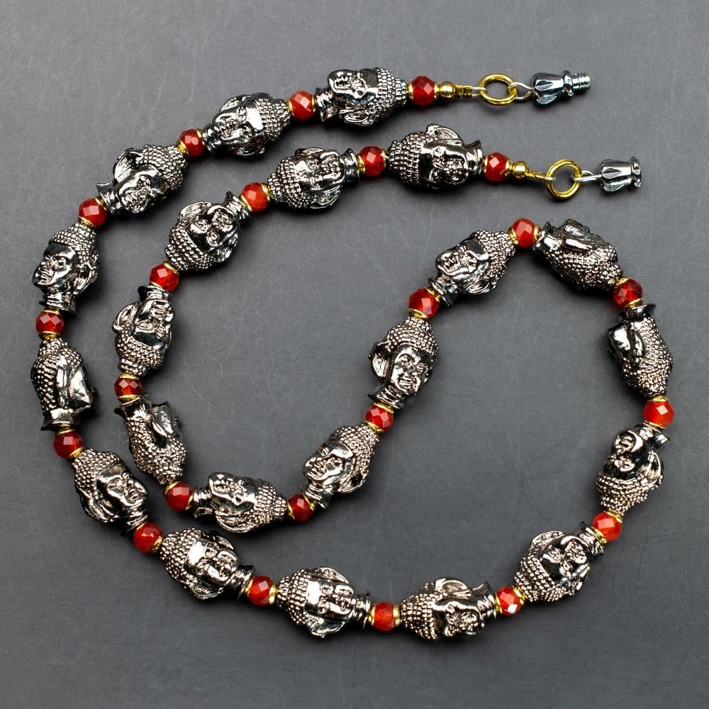 Short massive necklace, orange carnelian stone bead choker
